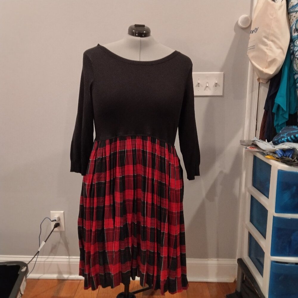 Dress Black top with Plaid/Gingham bottom